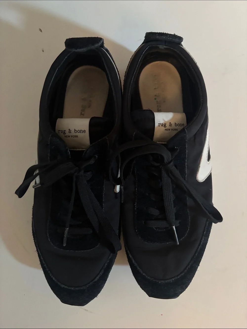 rag & bone Black and White Retro Runner Sneakers